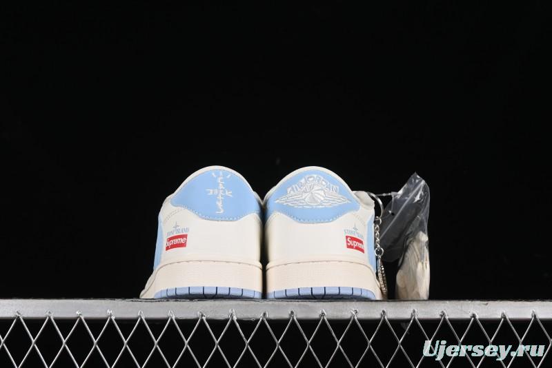 Nike Travis Scott x Fragment Design x Air Jordan 1 Low OG SP AJ1 Stone Island Collaboration - BB6588-105