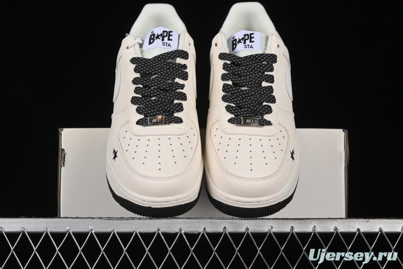 Nike Air Force 1 '07 Low Bape Collaboration - Black Beige Starry Sky Low Top Casual Sneakers - FG6688-103