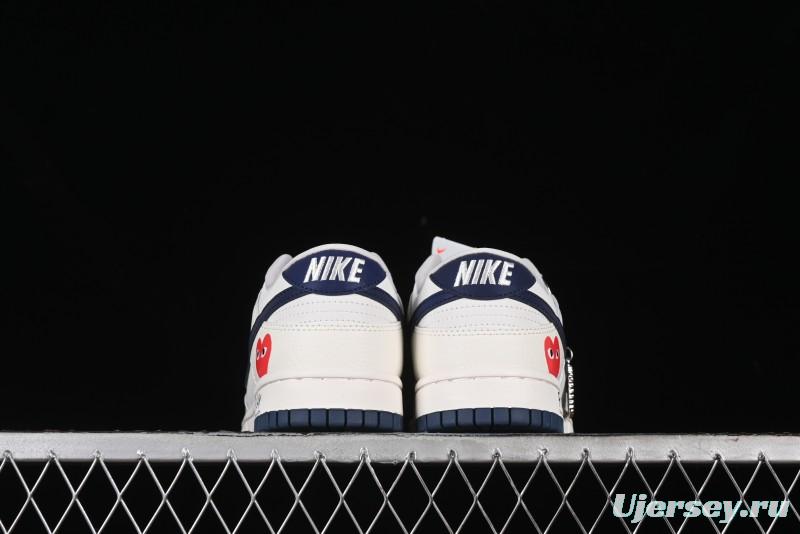 Nike SB Dunk Low Comme des Garcons Collaboration - Off-White Blue Swoosh Anniversary Custom Low-Top Casual Sneakers - KK1888-008