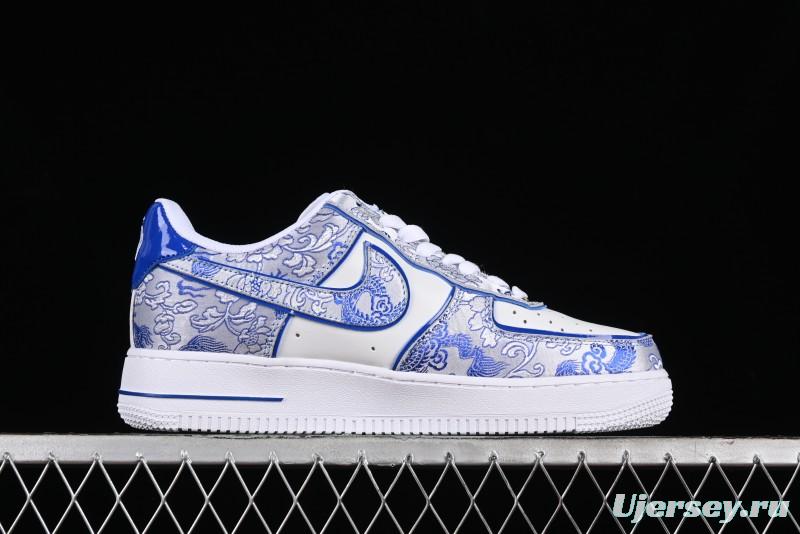 Nike Air Force 1 '07 Low DIY Blue and White Porcelain Dragon Embroidery Casual Sneakers - CW2288-201