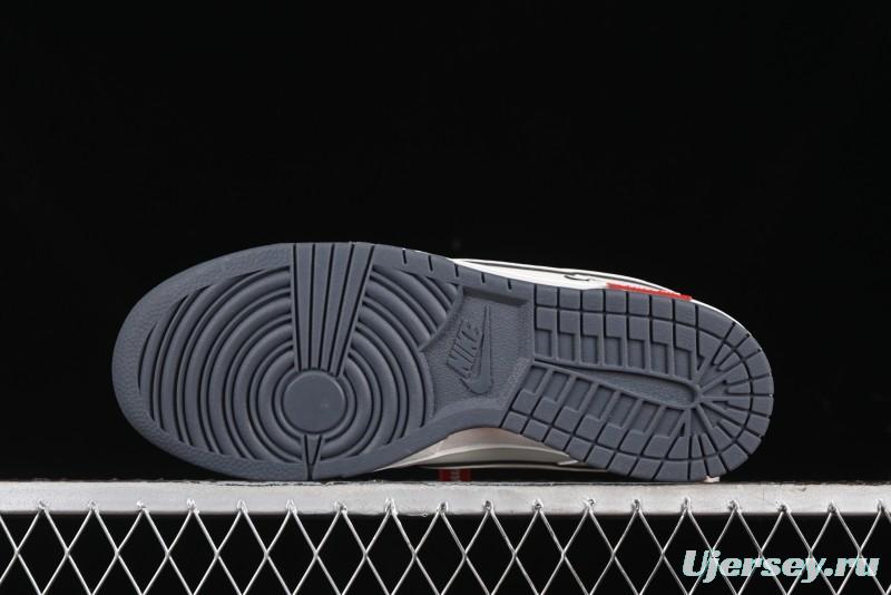 Nike SB Dunk Low Supreme Collaboration - Beige Grey Swoosh Anniversary Customized Low-Top Casual Skate Shoes - DJ2024-014