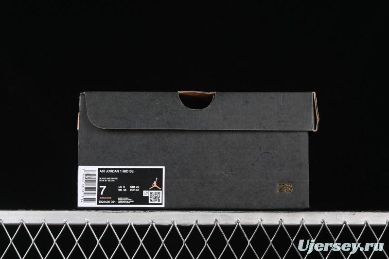 Nike Air Jordan 1 Mid AJ1 White Black Grey Mid-Top Casual Sneakers - DQ8426-001