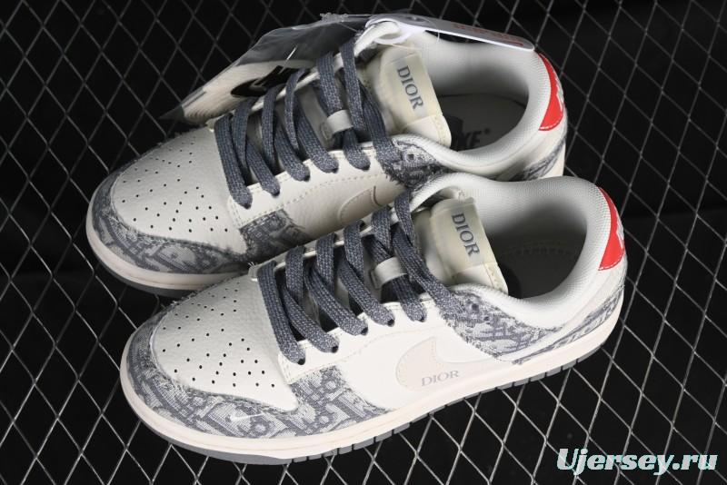 Nike SB Dunk Low Dior Collaboration - Suede Gray Anniversary High-End Custom Low-Top Casual Skate Shoes - XY1688-004
