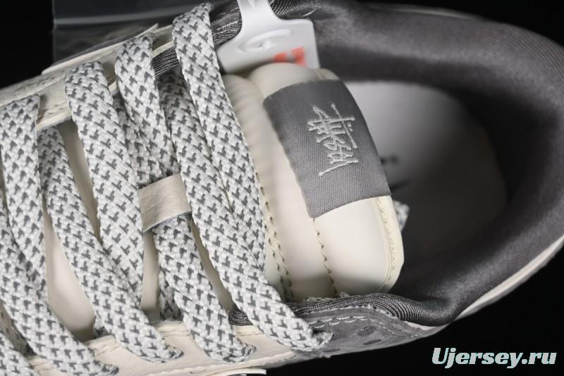 Nike SB Dunk Low Stussy Collaboration - Grey Pig Suede Patchwork Anniversary Custom Low-Top Casual Skate Shoes - CF3688-016