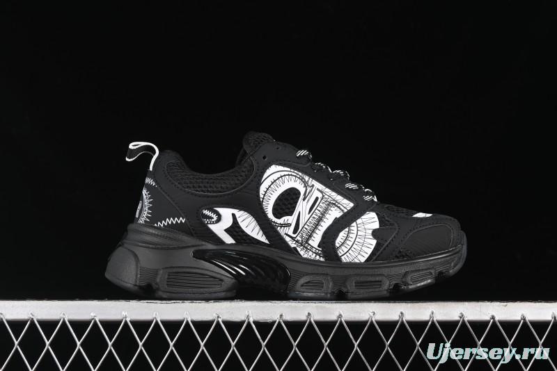 Dior Chrono Round Toe Lace-Up Lifestyle Casual Running Sneakers - 6865 BLACK WHITE