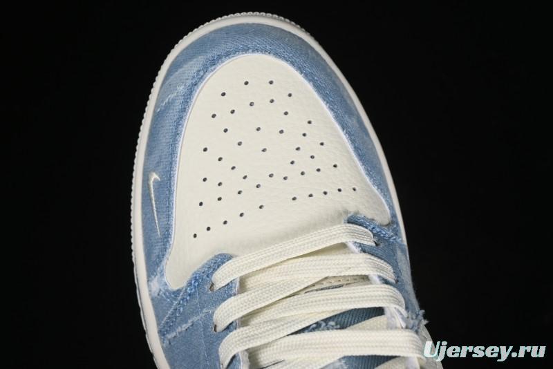 Nike Air Jordan 1 Low MLB Collaboration Retro Blue Denim Custom Basketball Shoes - DC2024-027