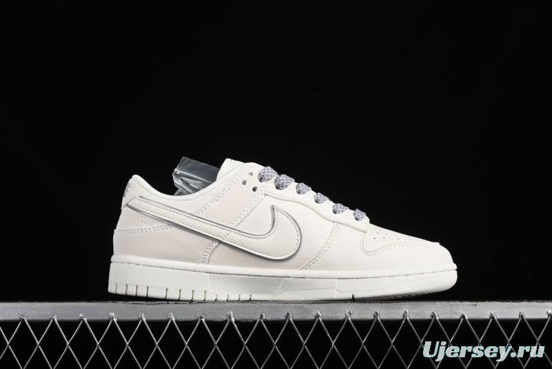 Nike SB Dunk Low Supreme Collaboration - Off White Gray Swoosh Anniversary Custom Low-Top Casual Skate Shoes - DQ1098-392