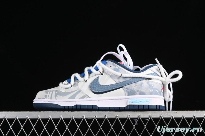 Nike Dunk Low Panda Prank Wave Rider - Silver Blue Shark Low Top Casual Sneakers - DD1391-400