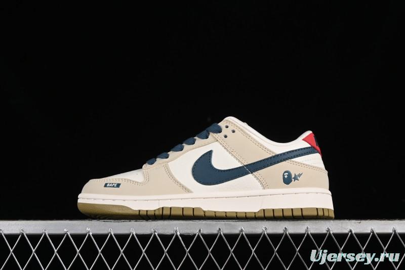 Nike SB Dunk Low Bape Collaboration - Beige Blue Anniversary Custom Low-Top Casual Sneakers CF3688-011