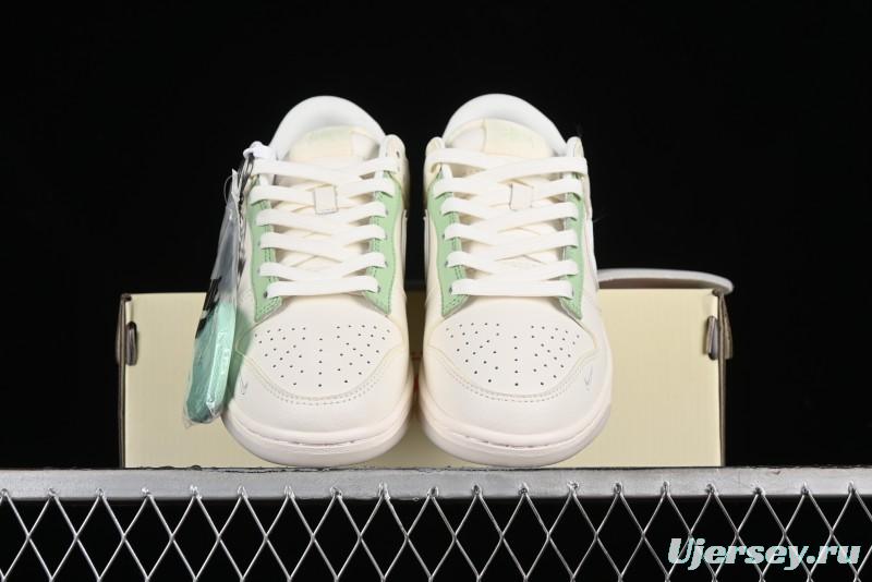 Nike SB Dunk Low Stussy Collaboration - Cream Apple Green Anniversary Custom Low-Top Casual Skate Shoes - XY1688-006