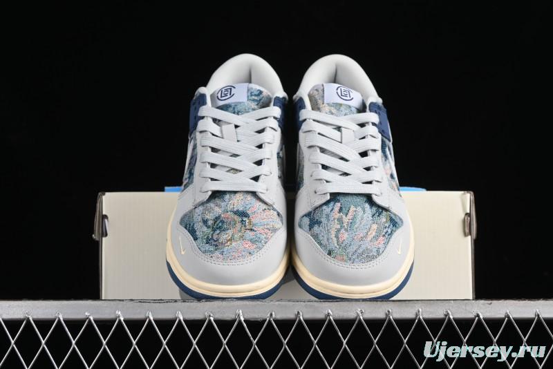 Nike SB Dunk Low CLOT Collaboration - Gray Blue Knit Anniversary Custom Low-Top Casual Skate Shoes - JH8310-950