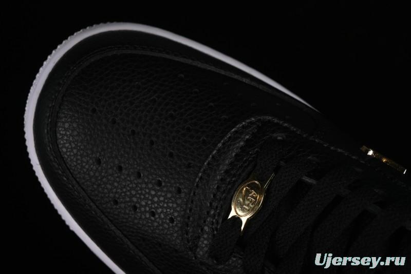 Nike Air Force 1 '07 Low Black Gold Swoosh Casual Sneakers - CT1990-001