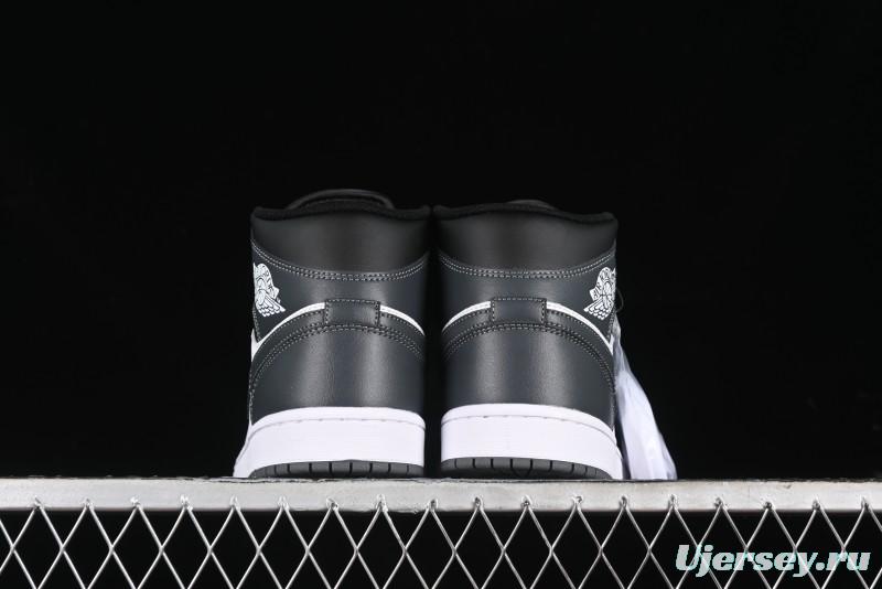 Nike Air Jordan 1 Mid AJ1 White Black Grey Mid-Top Casual Sneakers - DQ8426-001