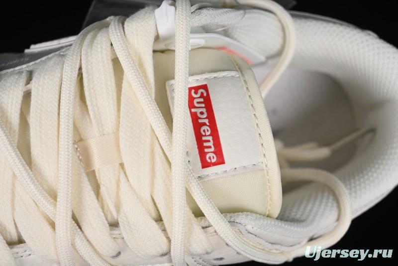 Nike SB Dunk Low Supreme Collaboration - Beige White Fox Lettering Anniversary High-End Custom Low-Top Casual Skate Shoes - JJ5688-106