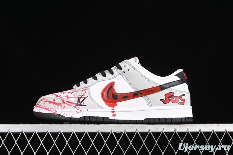 Nike SB Dunk Low Casual Skate Shoes - Anniversary Custom Edition in White/Grey/Black - LW1818-103