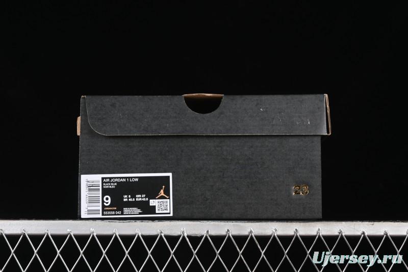 Nike Air Jordan 1 Low Retro Basketball Shoes in Black/Blue - 553558-042