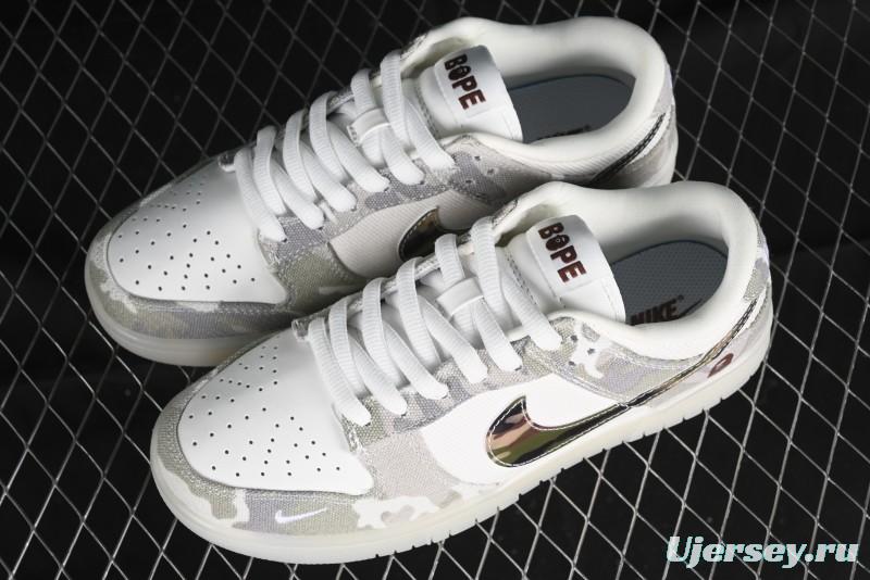 Nike SB Dunk Low Bape Collaboration - Crystal Camouflage Anniversary Custom Low-Top Casual Skate Shoes - JH8040-941