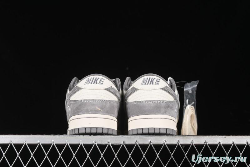 Nike SB Dunk Low Stussy Collaboration - Grey Pig Suede Patchwork Anniversary Custom Low-Top Casual Skate Shoes - CF3688-016