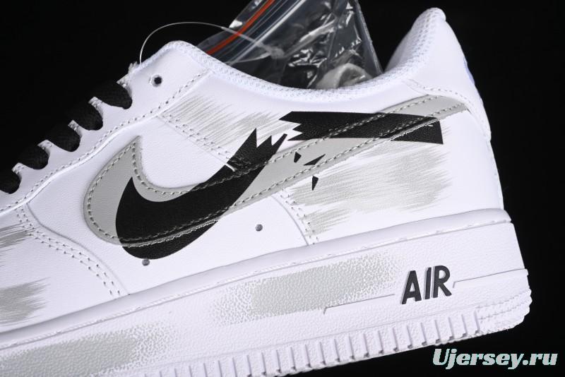 Nike Air Force 1 '07 Low Custom Hand-Painted 2D Theme with Broken Three-Hook Shadow and Strap - CW2288-111