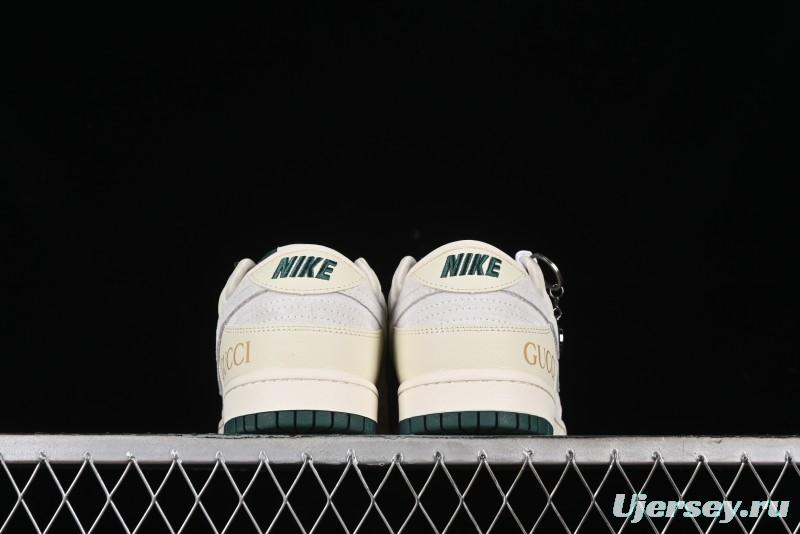 Nike SB Dunk Low Gucci Collaboration - Beige with Yellow Swoosh Anniversary High-End Custom Low-Top Casual Sneakers - DQ1098-390