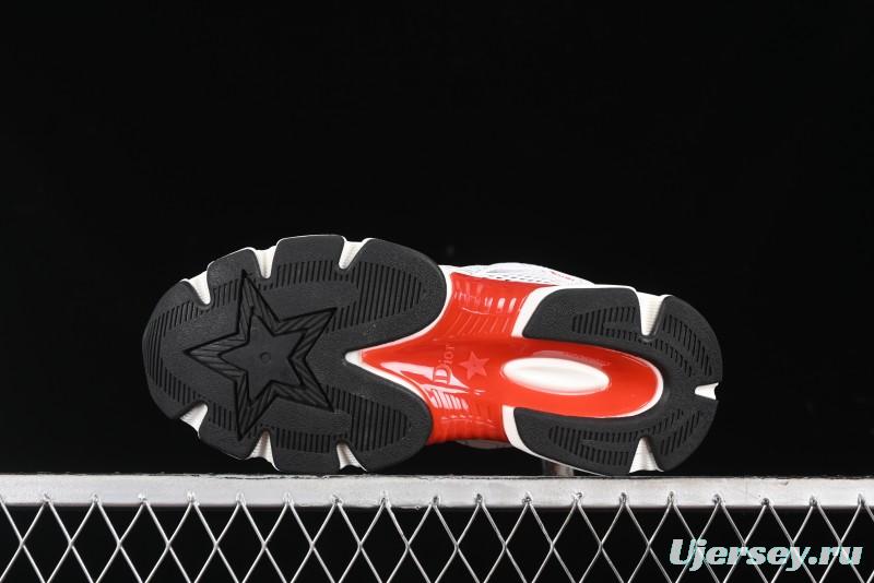 Dior Chrono Round Toe Lace-Up Lifestyle Casual Running Sneakers - 19W WHITE RED