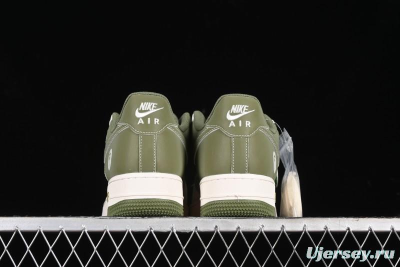 Nike Air Force 1 '07 Low Bape Collaboration - Dark Green Grey Low Top Casual Sneakers BB6566-205