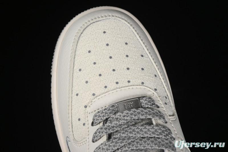Nike Air Force 1 '07 Low Gucci Collaboration - Beige Grey Linen Casual Sneakers - XZ3398-688