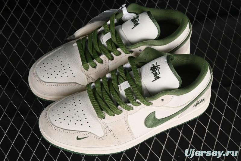 Nike Air Jordan 1 Low Stussy Collaboration Retro Basketball Shoes - DM5688-102