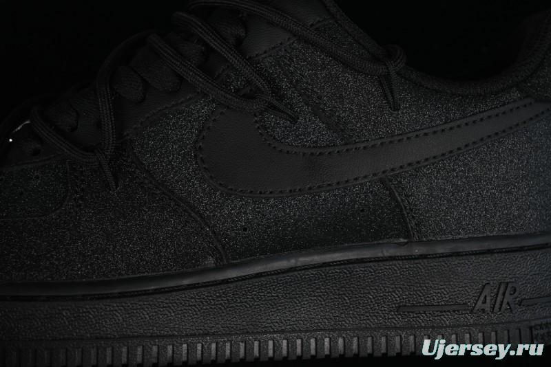 Nike Air Force 1 '07 Low Cleanfit High Street Retro Style All Black Star-Studded Diamond Accents Lace-Up Low-Top Casual Sneakers - ZH0316-030