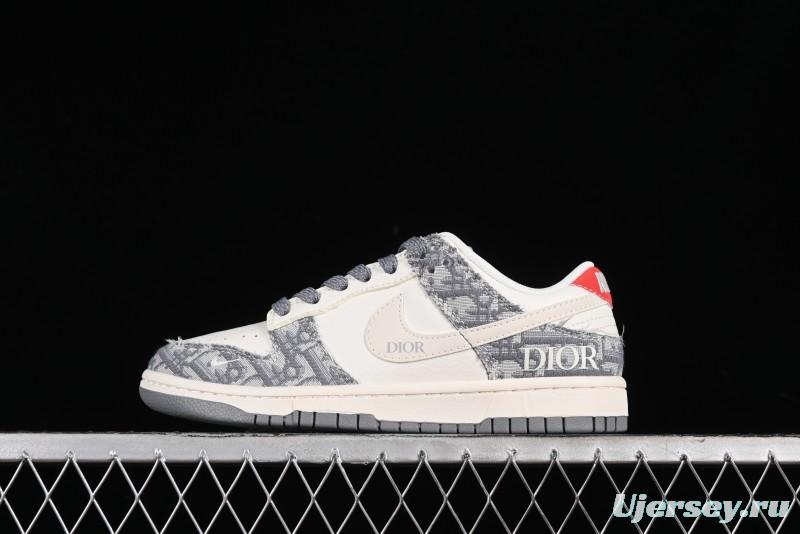 Nike SB Dunk Low Dior Collaboration - Suede Gray Anniversary High-End Custom Low-Top Casual Skate Shoes - XY1688-004