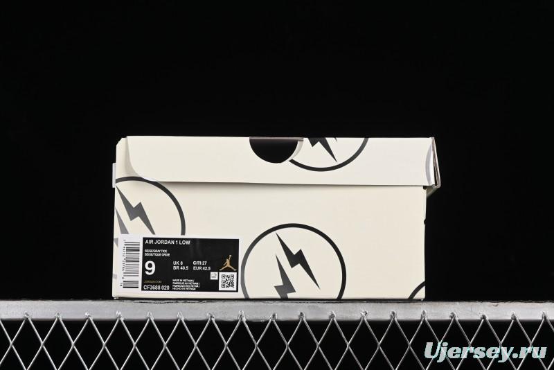 Nike Air Jordan 1 Low AJ1 Lightning Collaboration - Off White Grey Anniversary Custom Edition Low-Top Casual Sneakers - CF3688-020