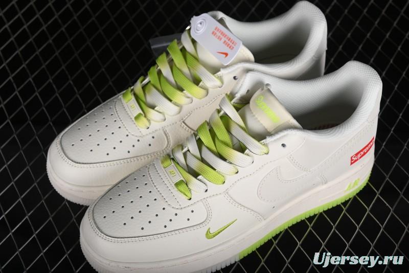 Nike Air Force 1 '07 Low Supreme Casual Sneakers in White-Fluorescent Green - BB7577-219