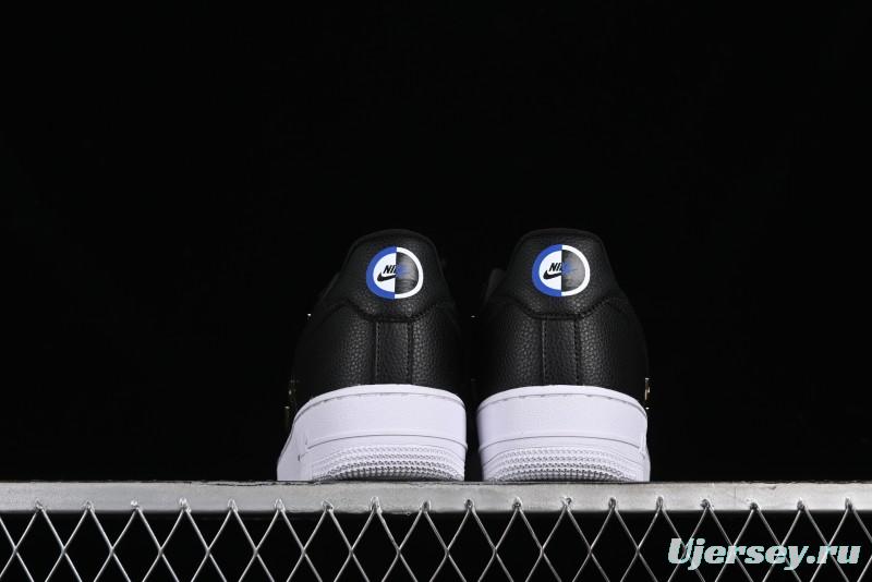 Nike Air Force 1 '07 Low Black Gold Swoosh Casual Sneakers - CT1990-001