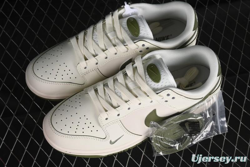 Nike SB Dunk Low Supreme Collaboration - Off White Dark Green Check Anniversary High-End Custom Low-Top Casual Skate Shoes - DQ1098-393