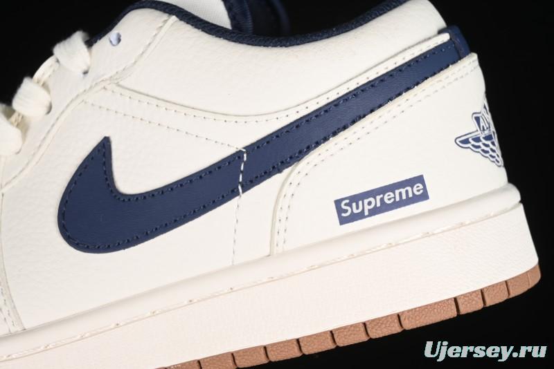 Nike Air Jordan 1 Low Supreme Collaboration Retro Basketball Shoes - WG8850-011