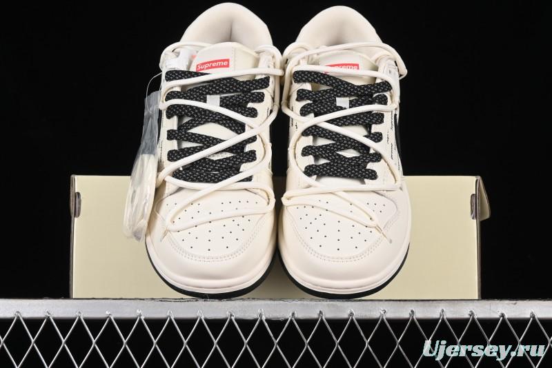 Nike SB Dunk Low Supreme Collaboration - Starry Night Black Engraving Anniversary High-End Custom Low-Top Casual Skate Shoes - JJ5688-108