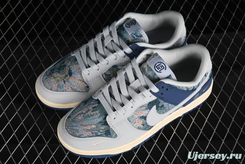 Nike SB Dunk Low CLOT Collaboration - Gray Blue Knit Anniversary Custom Low-Top Casual Skate Shoes - JH8310-950
