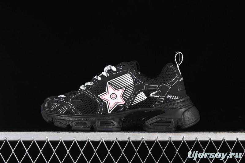 Dior Chrono Round Toe Lace-Up Lifestyle Casual Running Sneakers - 6865 WHITE BLACK