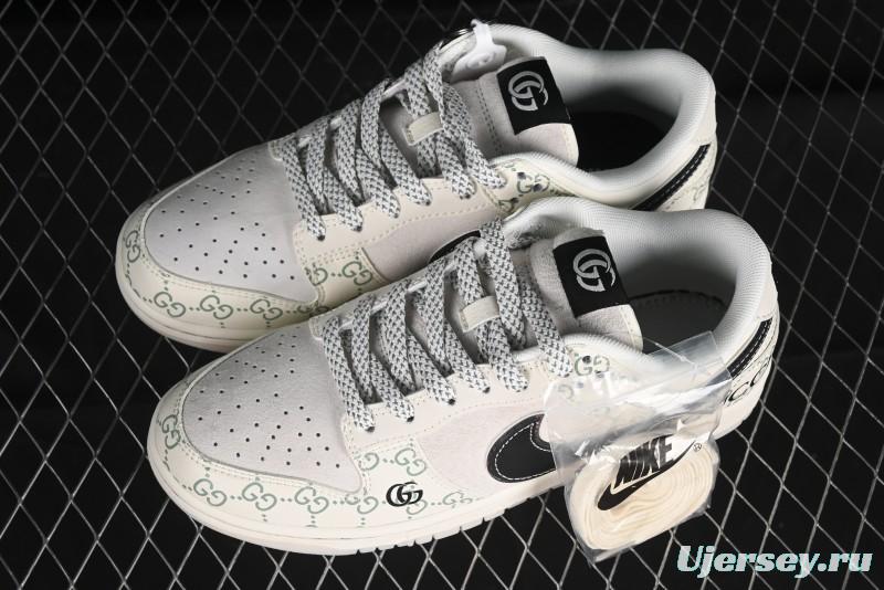 Nike SB Dunk Low Gucci Collaboration - Crystal Green Pattern Anniversary High-End Custom Low-Top Casual Sneakers - XY1688-104