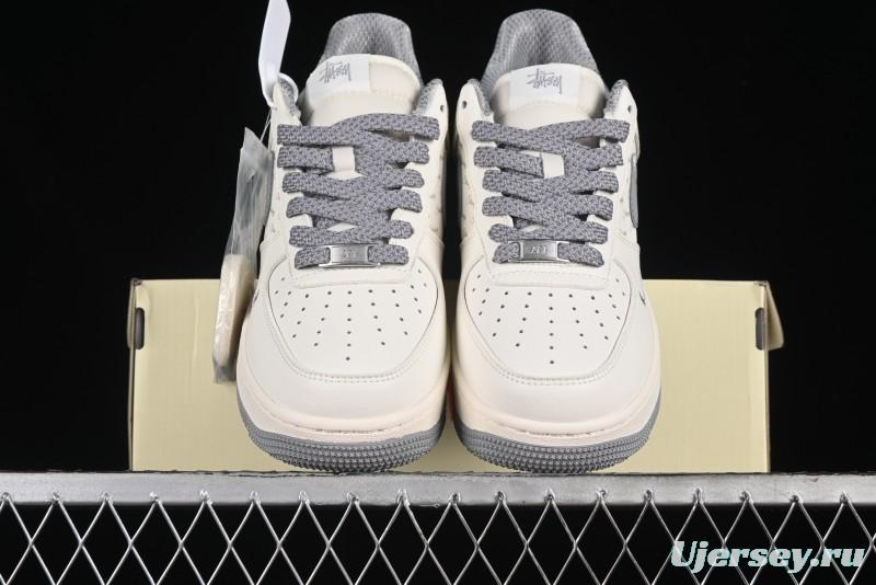 Nike Air Force 1 '07 Low Stussy Collaboration - Brushed Grey Low-Top Casual Sneakers - XZ3328-005
