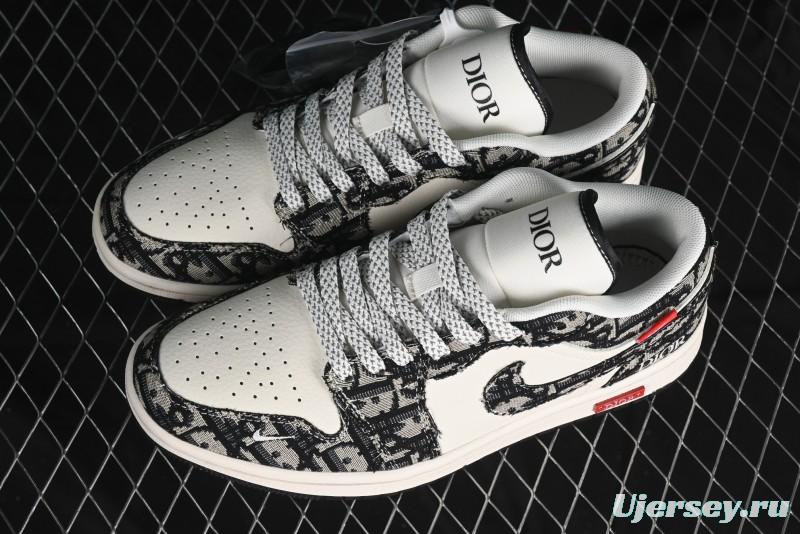 Nike Air Jordan 1 Low AJ1 Dior Collaboration - White Black Red Label Retro Basketball Shoes - SJ9950-036