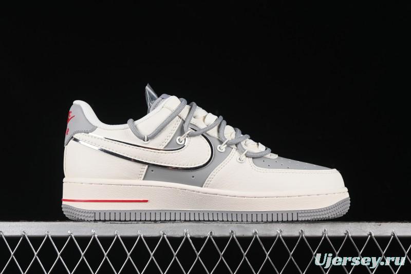 Nike Air Force 1 '07 Low UN Collaboration - Beige Silver Trim Lace-Up Casual Sneakers - SJ1198-500