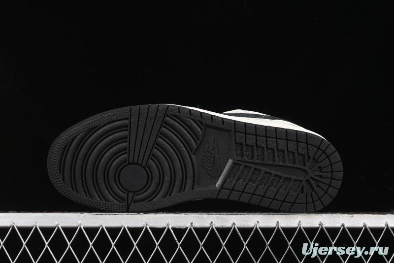 Nike Air Jordan 1 Low AJ1 LV Collaboration - Printed Dark Blue Swoosh High-End Custom Retro Basketball Shoes - WG8850-009