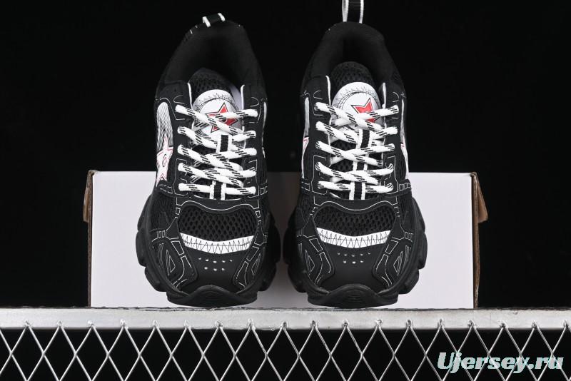 Dior Chrono Round Toe Lace-Up Lifestyle Casual Running Sneakers - 6865 WHITE BLACK