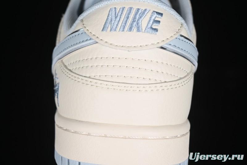 Nike SB Dunk Low Stussy Collaboration - Double Swoosh Ice Blue Anniversary Custom Low-Top Casual Skate Shoes - XX2026-101