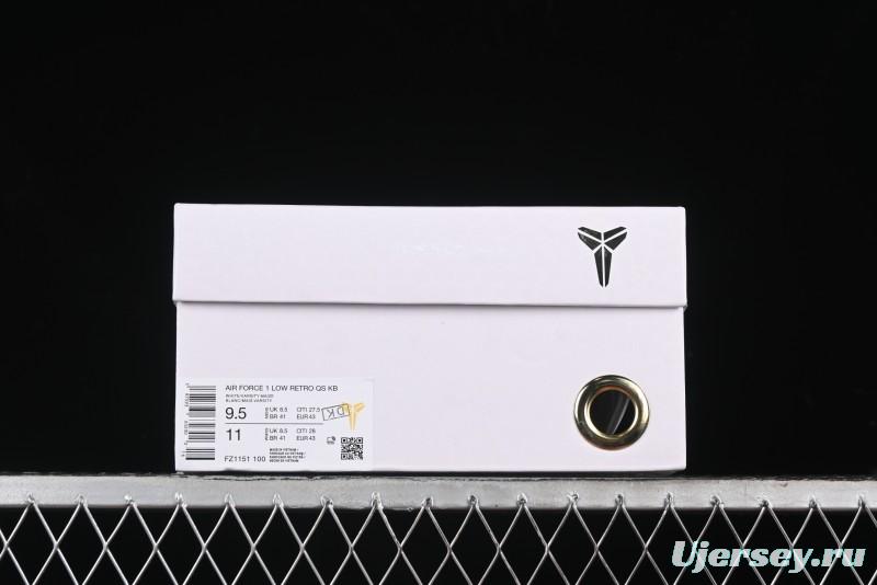 Nike Air Force 1 '07 Low Kobe Full-Grain Leather Casual Sneakers with Full-Length Air Cushion - FZ1151-100