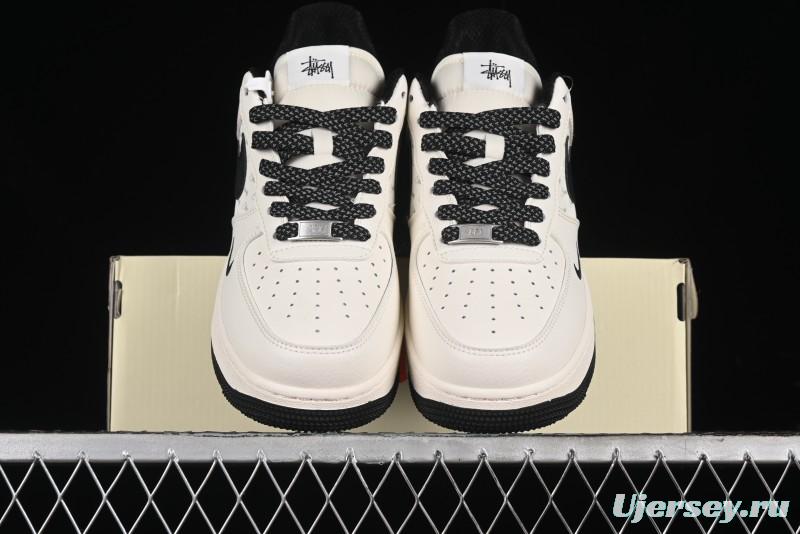 Nike Air Force 1 '07 Low Stussy Collaboration - White Black Low-Top Casual Sneakers - XZ3328-001