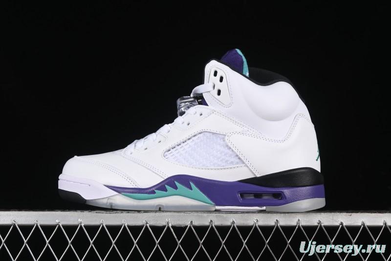Nike Air Jordan 5 Retro Sneakers in White and Purple Grape Colorway - 136027-108