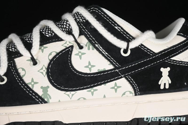 Nike SB Dunk Low Violent Bear Series - Lace-Up Beige with Black Swoosh Anniversary High-End Customized Low-Top Casual Skate Shoes - SJ2068-290