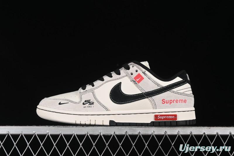 Nike SB Dunk Low SUP Collaboration - Gray White Black Swoosh Anniversary High-End Custom Low-Top Casual Skate Shoes - MM1089-019